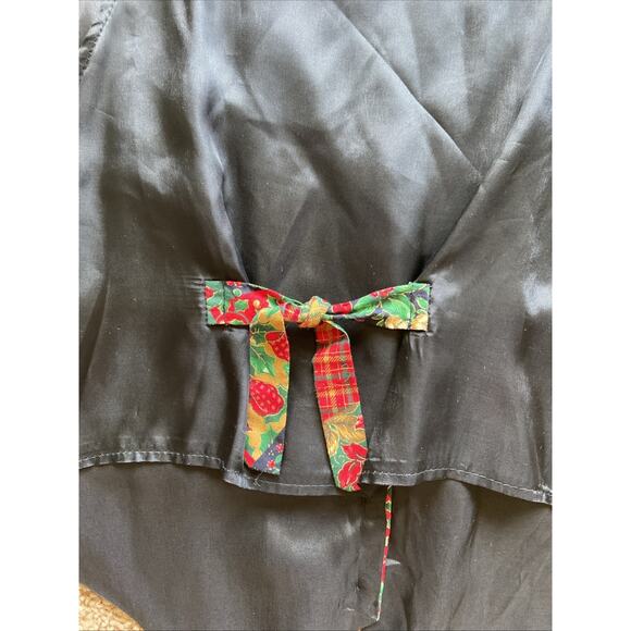 Vintage VTG Sostanza Christmas Holiday Holly Floral Plaid Vest Small/Medium - Picture 11 of 11
